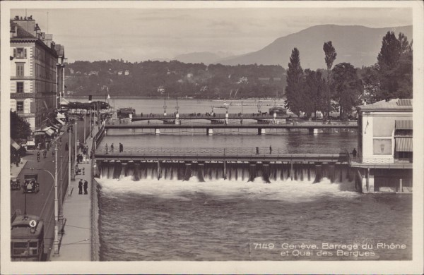 Genève - Barrage du Rhône et Quai des Bergues