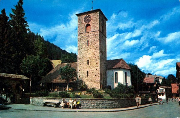 Adelboden, Dorfstrasse mit Kirche Vorderseite