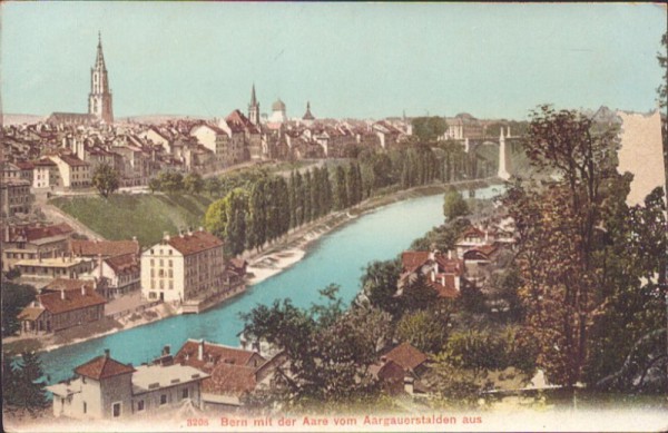 Bern mit der Aare vom Aargauerstalden aus