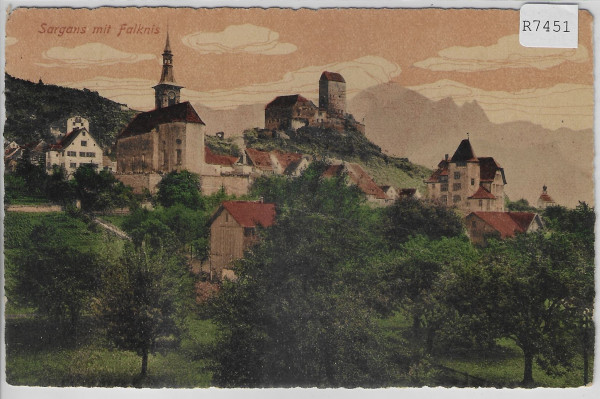 Sargans mit Falknis - Litho