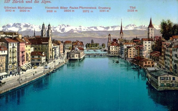 Zürich und die Alpen Vorderseite