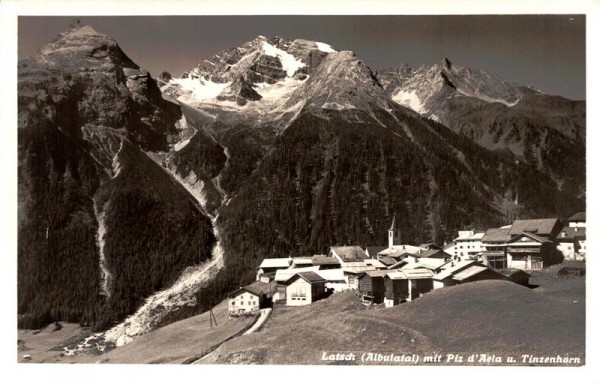 Latsch (Albulatal) mit Piz d'Aela und Tinzenhorn Vorderseite