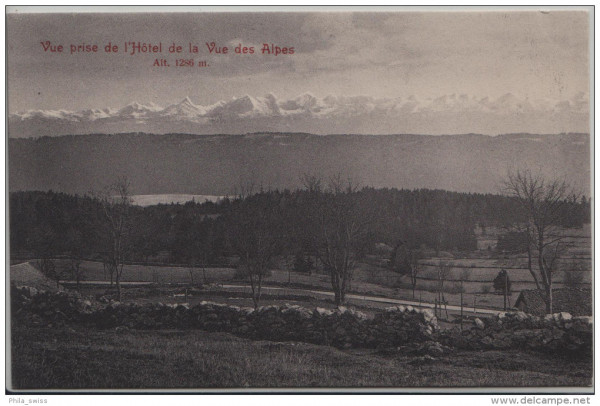 Vue des Alpes - Vue prise de l'Hotel de la Vue des Alpes - Alt. 1286 m.