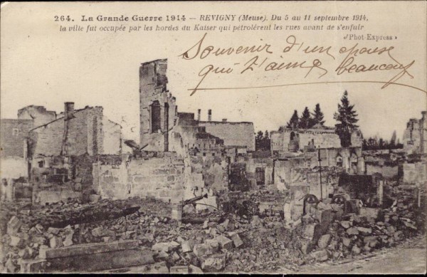 Revigny, bombardierte Häuser von 1914