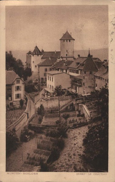 Murten-Schloss. Morat-Château. 1922 Vorderseite