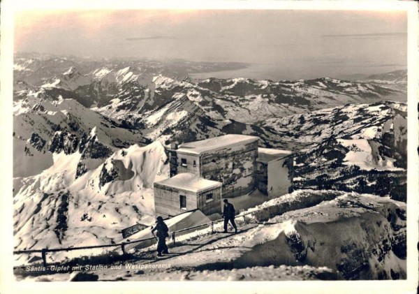Säntis-Gipfel mit Station und Westpanorama. 1941 Vorderseite