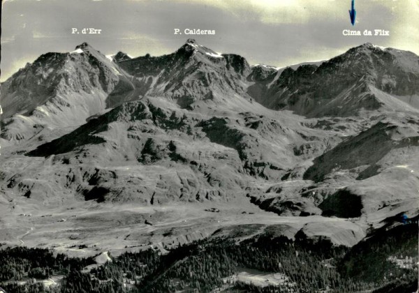Piz d'Err, Piz Calders und Cima da Flix, Alp Flix ob Sur Vorderseite