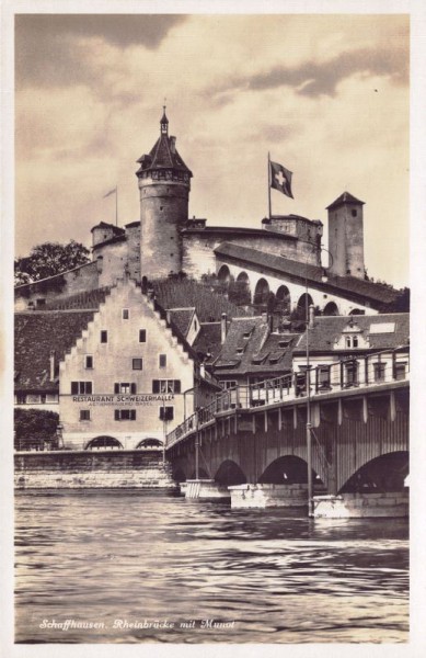Schaffhausen. Rheinbrücke mit Munot