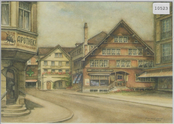 Ehemalige Bäckerei Steingruber Flawil Künstlerkarte Hermann Blaschke 1966