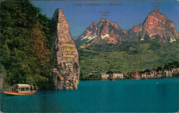 Schillerstein mit Brunnen Vorderseite