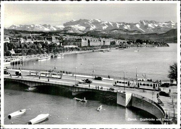 Zürich, Quaibrücke und Utoquai Vorderseite