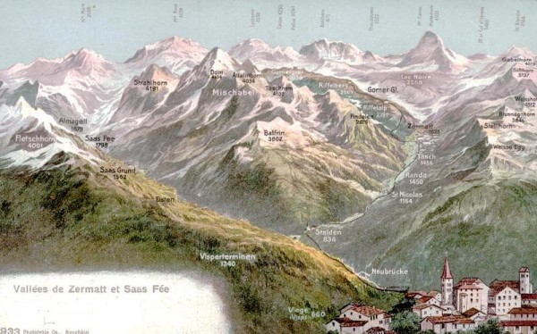 Vallées de Zermatt et Sass Fée Vorderseite