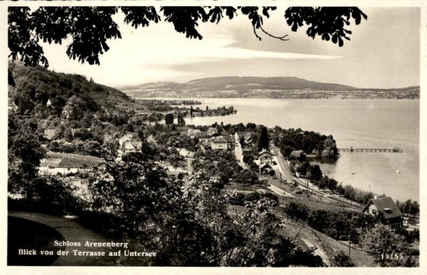Blick von der Terasse auf Untersee, Schloss Arenenberg Vorderseite