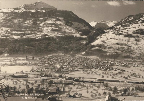 Flums mit Skigebiet und Spitzmeilen Vorderseite