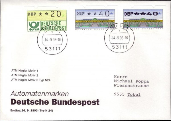 Automatenmarken Deutsche Bundespost, 1993 Vorderseite