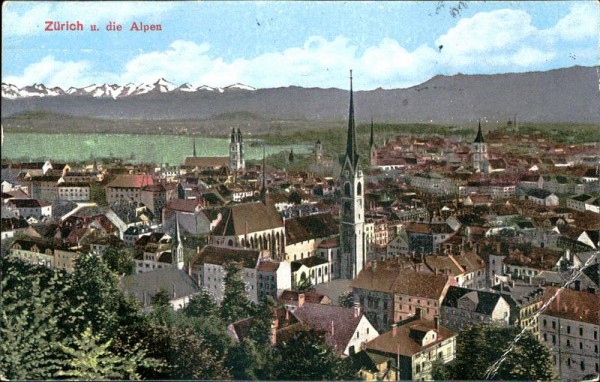 Zürich und die Alpen Vorderseite