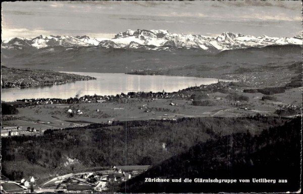 Zürichsee und die Glärnischgruppe vom Uetliberg aus Vorderseite