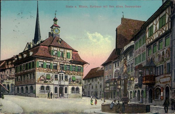 Rathaus mit den alten Bauwerken (Stein am Rhein) Vorderseite