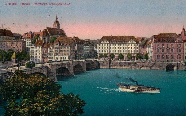 Basel - Mittlere Rheinbrücke Vorderseite