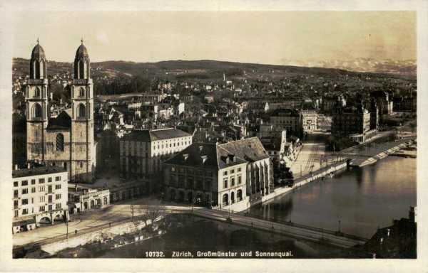 Grossmünster und Sonnenquai, Zürich Vorderseite