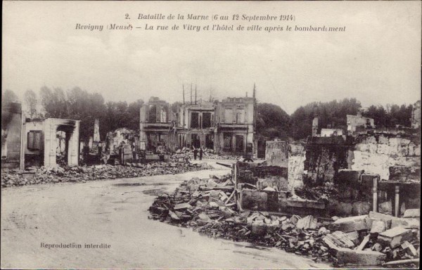 Revigny, après le bombardement 1914