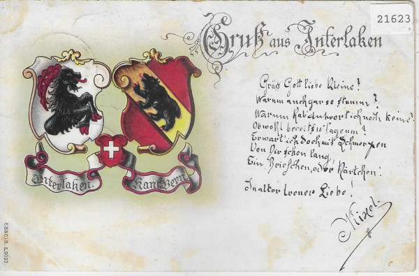 Gruss aus Interlaken Wappen Litho 1899