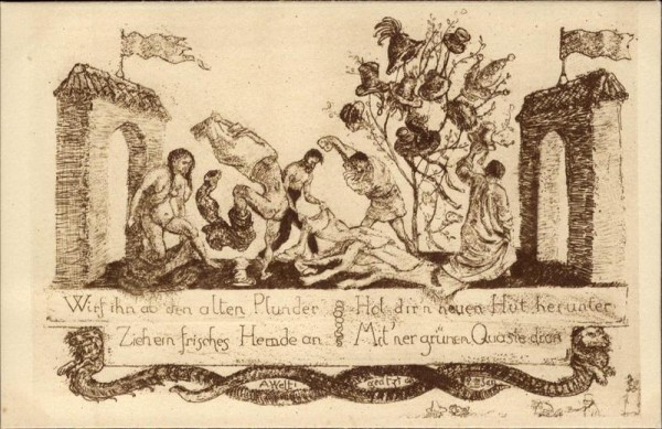 Wirf ihn ab, den alten Plunder, Albert Welti Vorderseite