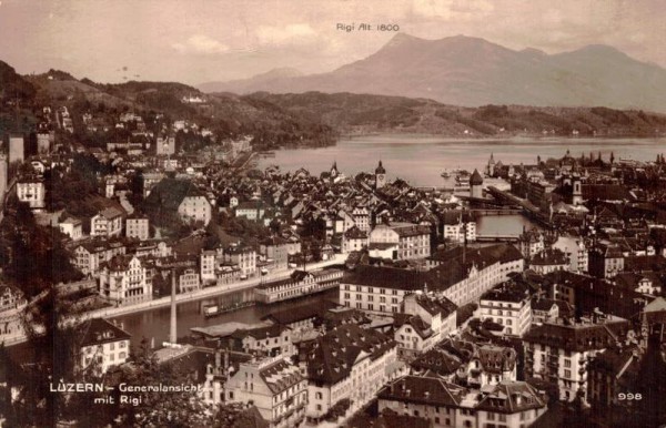 Luzern - Generalansicht mit Rigi Vorderseite