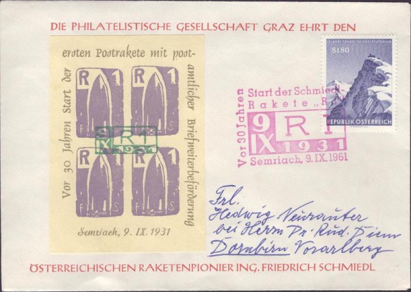 Graz, Ehrung von Friedrich Schmiedl Vorderseite
