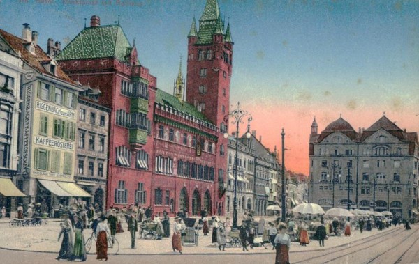 Basel, Marktplatz mit Rathaus Vorderseite