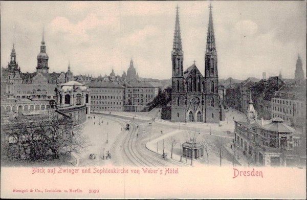 Blick auf Zwinger und Sophienkirche (Dresden) Vorderseite