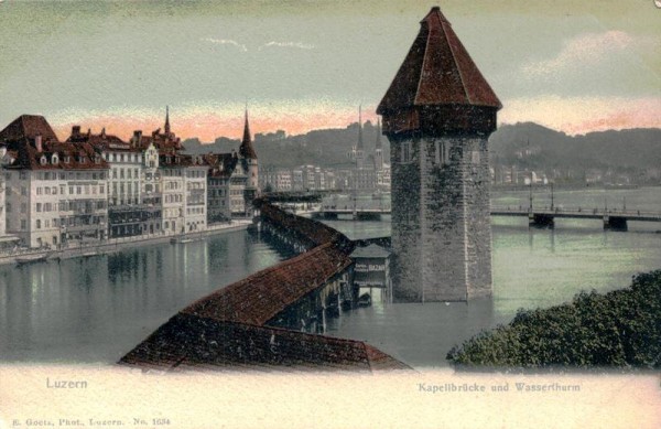 Luzern, Kapellbrücke und Wasserturm Vorderseite