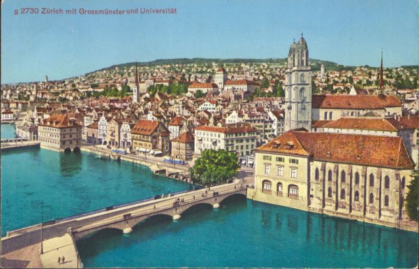 Zürich mit Grossmünster und Universität