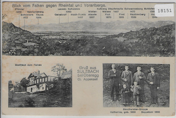 Gruss aus Sulzbach bei Oberegg Gasthaus zum Falken - Seppetoni