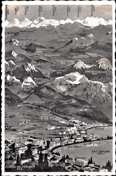 Montreux und die Alpen Vorderseite