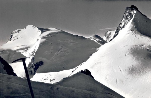 Blick v. Feejoch auf Adlerpass - Strahlhorn - Rimpfischhorn Vorderseite