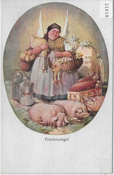 Friendesengel - Magd mit Gänse und Schweine