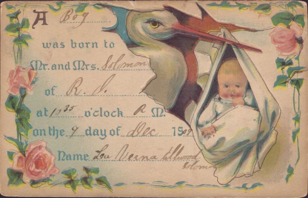 Geburtsanzeige 1909 USA