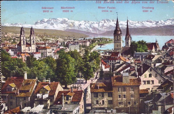 Zürich und die Alpen von der Urania