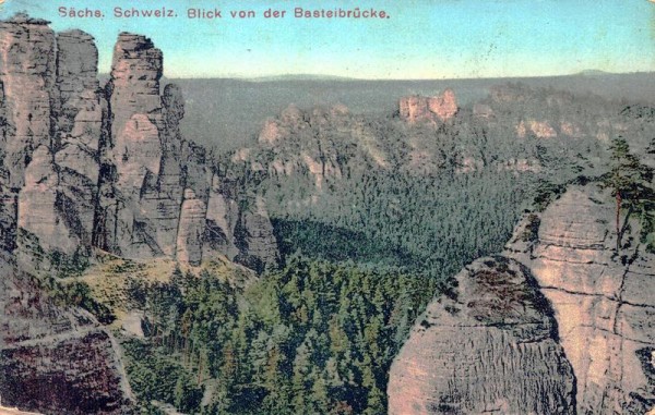 Sächs. Schweiz. Blick von der Basteibrücke Vorderseite