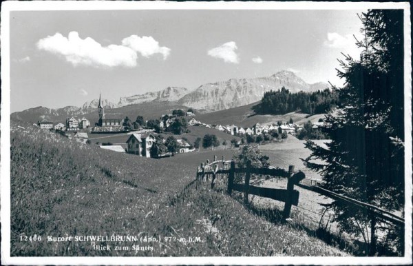 Kurort Schwellbrunn, Blick zum Säntis Vorderseite