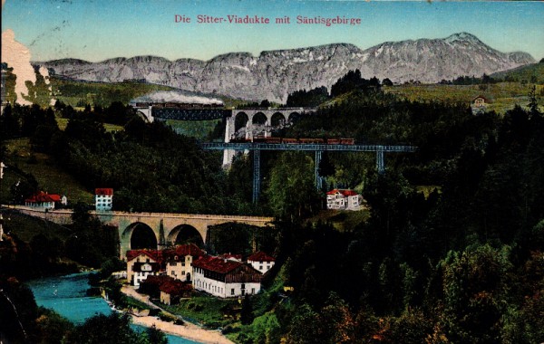 Die Sitter Viadukte mit Säntisgebiet