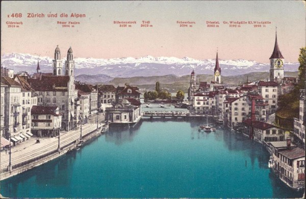 Zürich und die Alpen Vorderseite