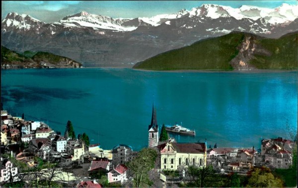 Weggis mit den Alpen Vorderseite