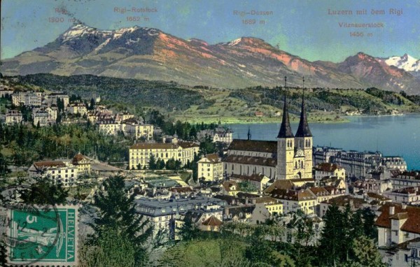 Luzern mit dem Rigi vor1912 Vorderseite