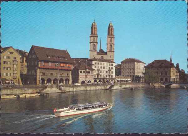 Limmatquai und Grossmünster (Zürich)