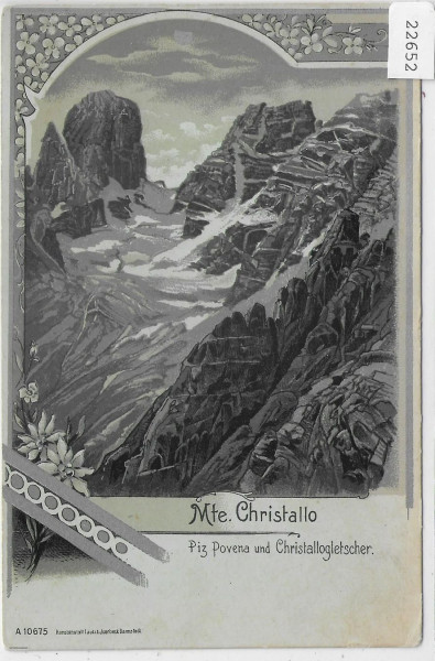 Mte. Christallo - Piz Povena und Christallogletscher - Litho