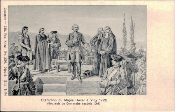 Exéoution du Major Davel à Vidy 1723 Vorderseite