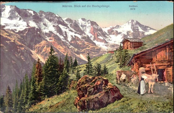 Mürren. Blick auf die Hochgebirge Vorderseite