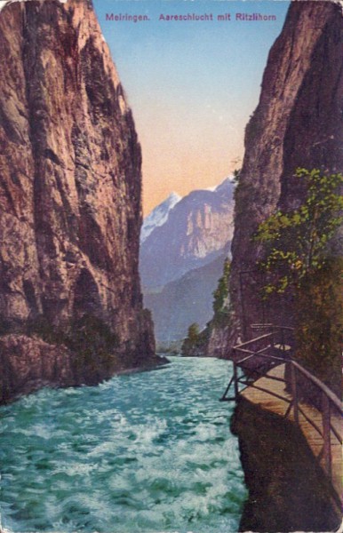 Aareschlucht mit Ritzlihorn, Meiringen. 1925